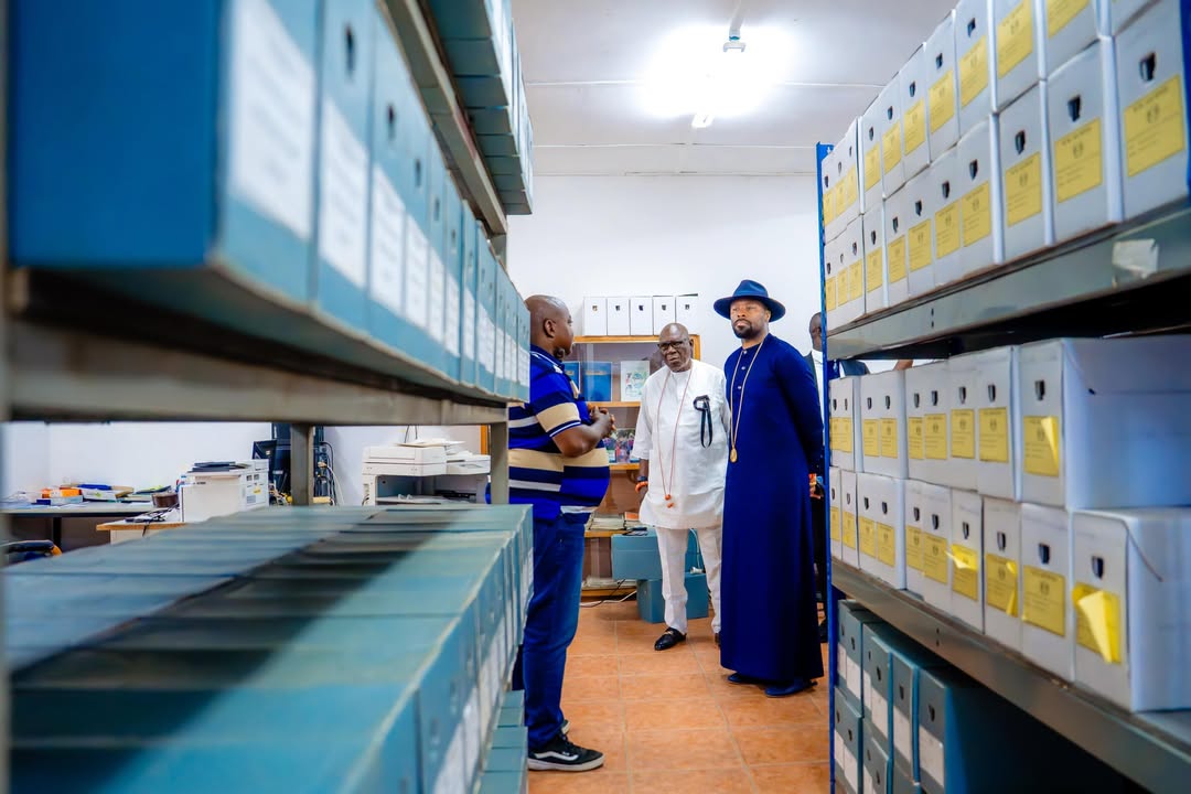 His Majesty touring historical archives in Sierra Leone