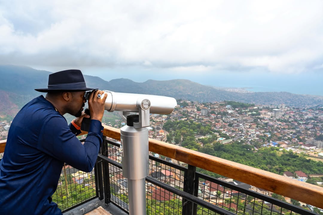 His Majesty viewing Freetown from Leicester Peak
