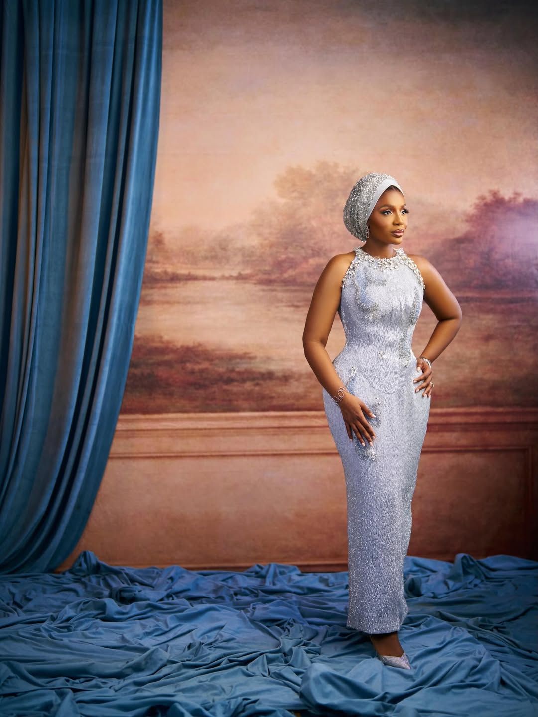 Olori Atuwatse III in a silver birthday portrait